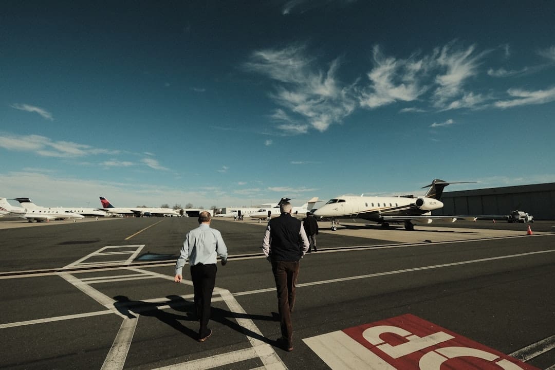 Business jets parked on FBO ramp