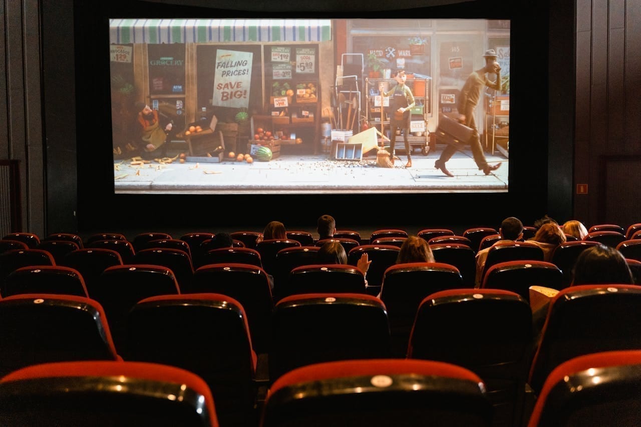 Film festival premiere with crowd and lights