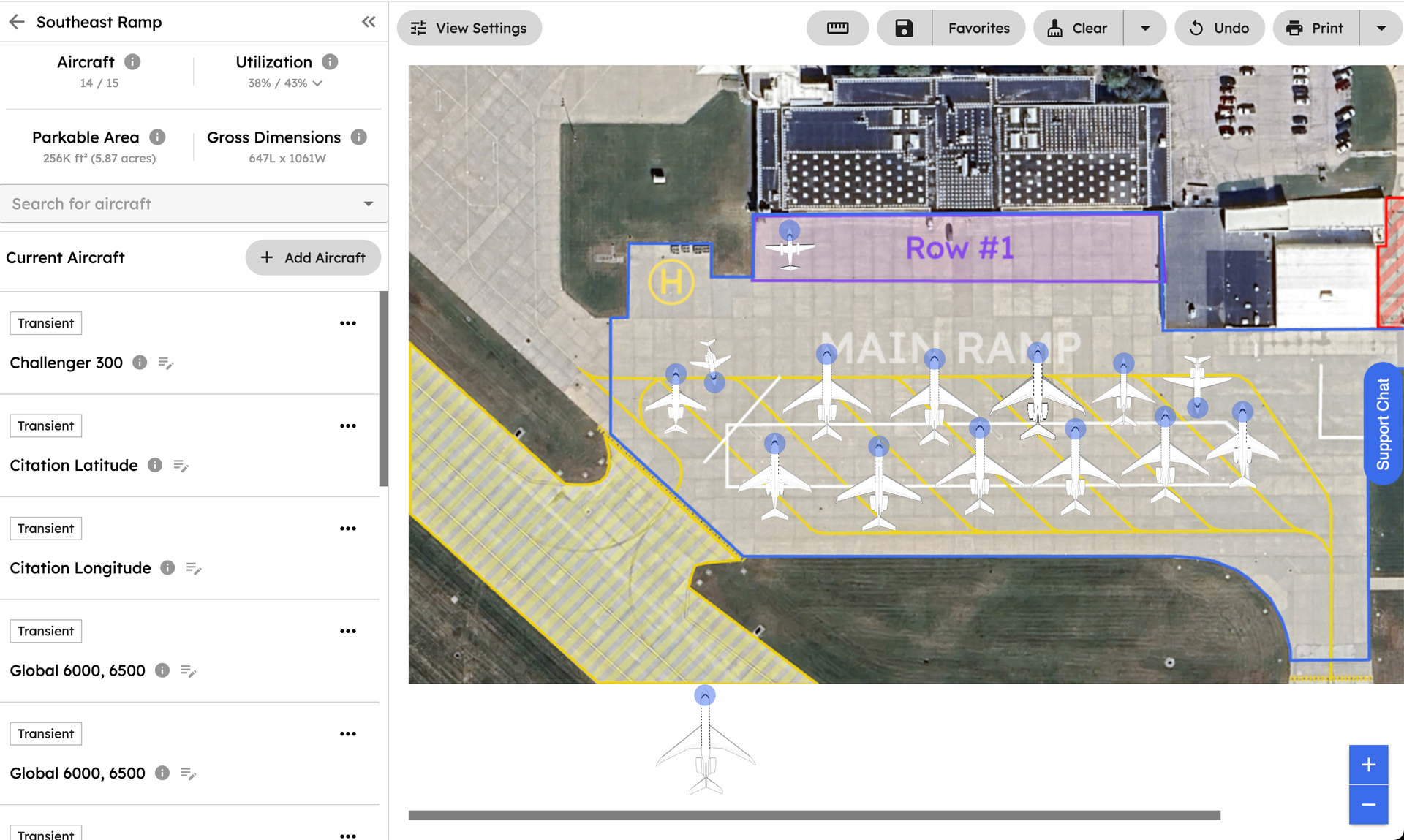 Data analytics dashboard showing ramp utilization metrics
