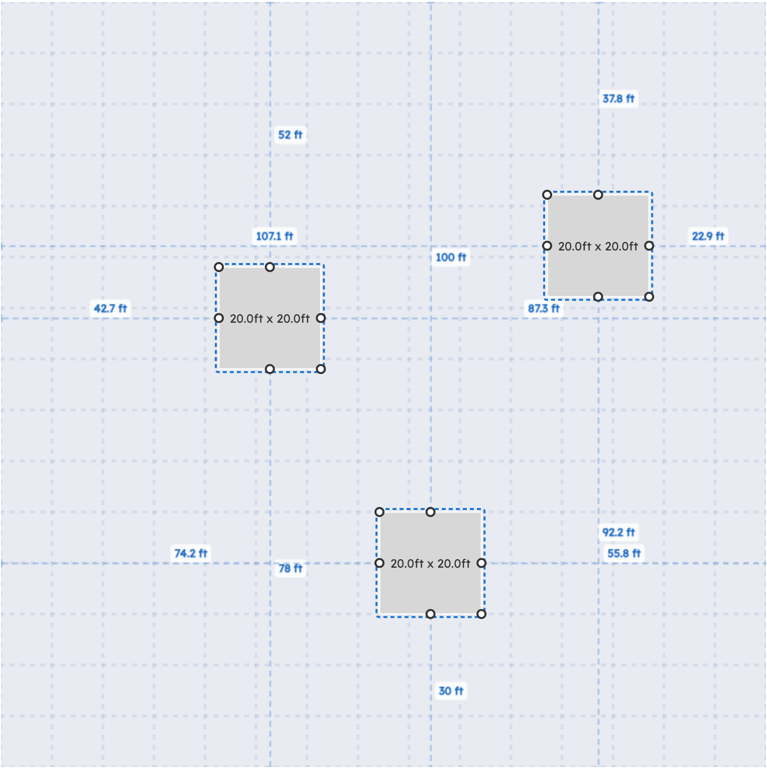 Three objects selected in the hangar editor with the new right-click context menu open