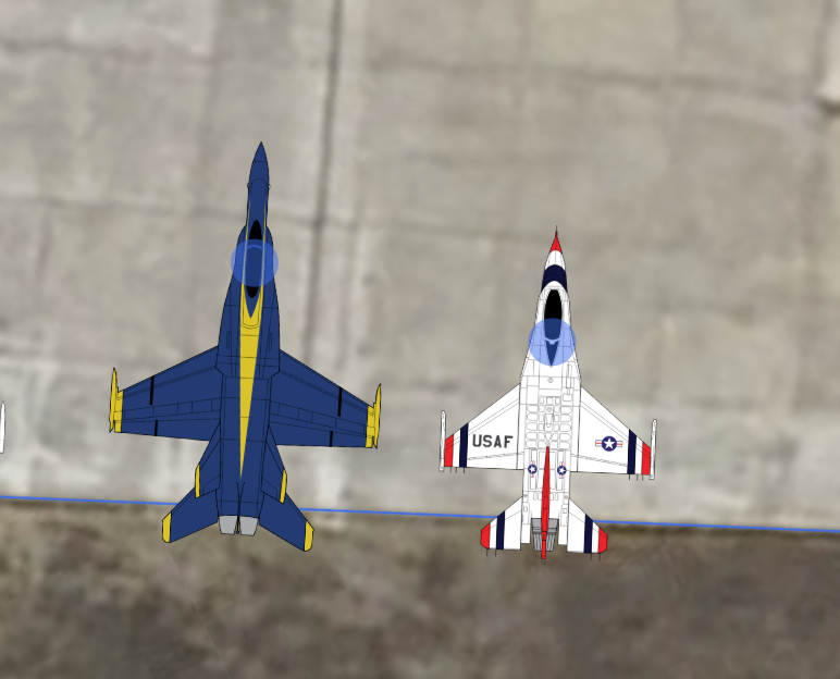 A Blue Angels jet footprint in AirPlx