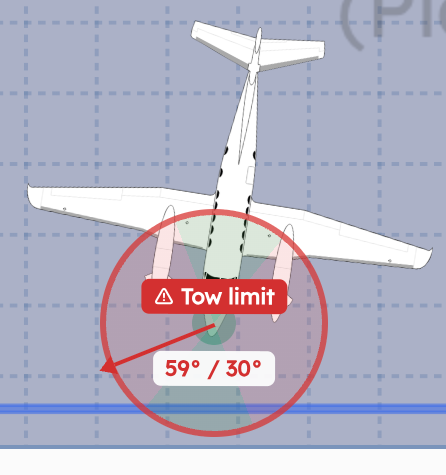 Tow limit indicator in the red, over-limit range